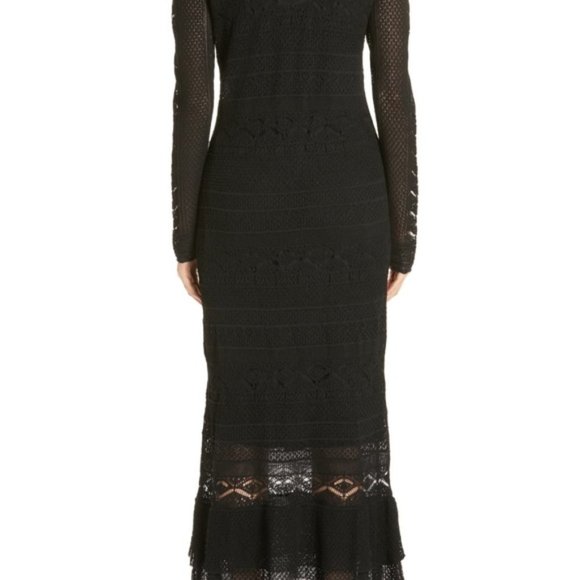 Ralph Lauren Black pointelle-stitched crochet maxi dress boho goth - Picture 2 of 9